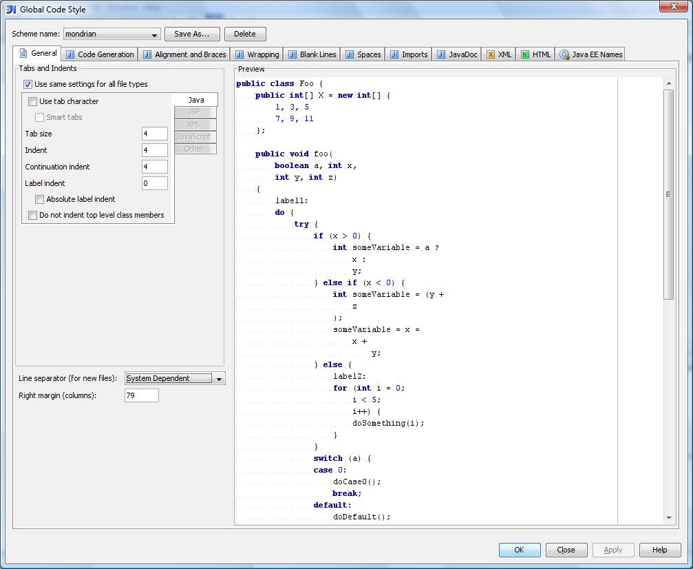 Code formatting: General